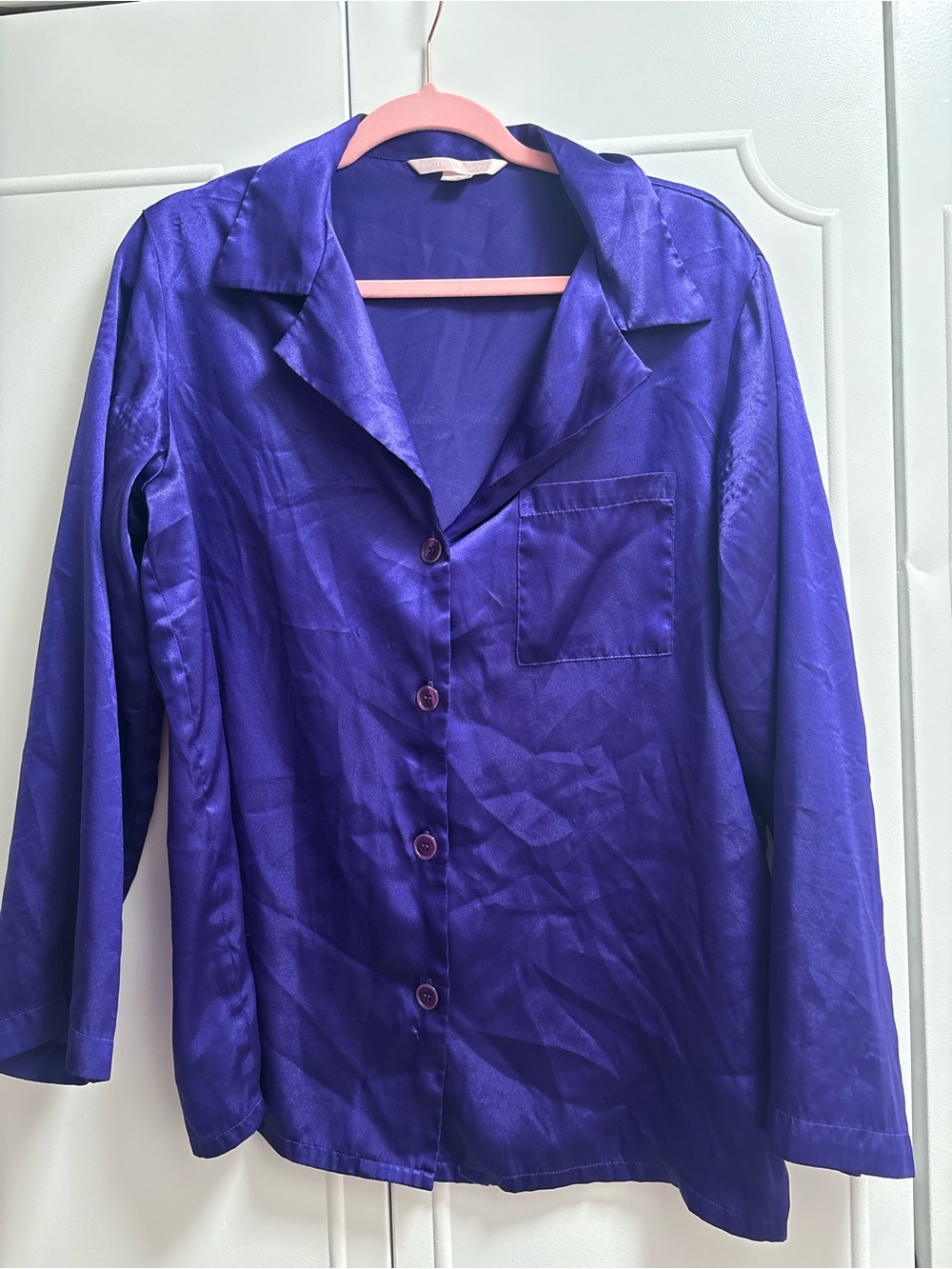 Victoria's Secret Purple Satin Button-Up Blouse